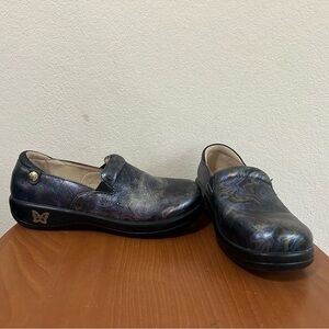 Alegria Women's Sz 8-8.5/EU38 Multicolor Black/Blue Leather PG Lite Loafer Swirl